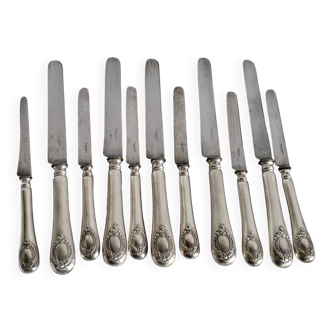 12 antique knives - Silversmith A Frenais Paris - 6 large & 6 small