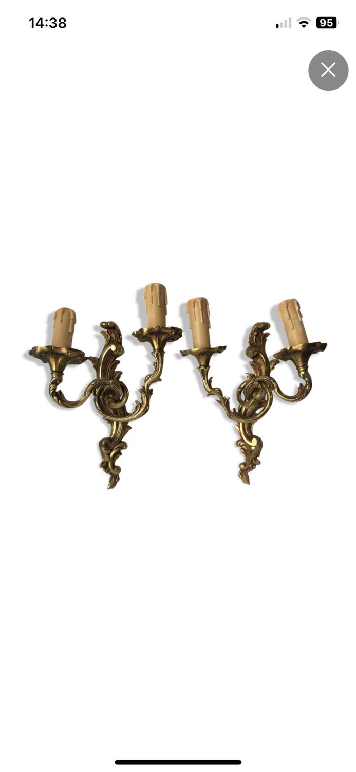 Pair of bronze wall sconces