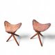 2 x matching vintage tooled leather tripod chair / camp chair