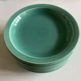 Set of 9 modernist turquoise earthenware plates from 1950 by Villeroy & Boch.
