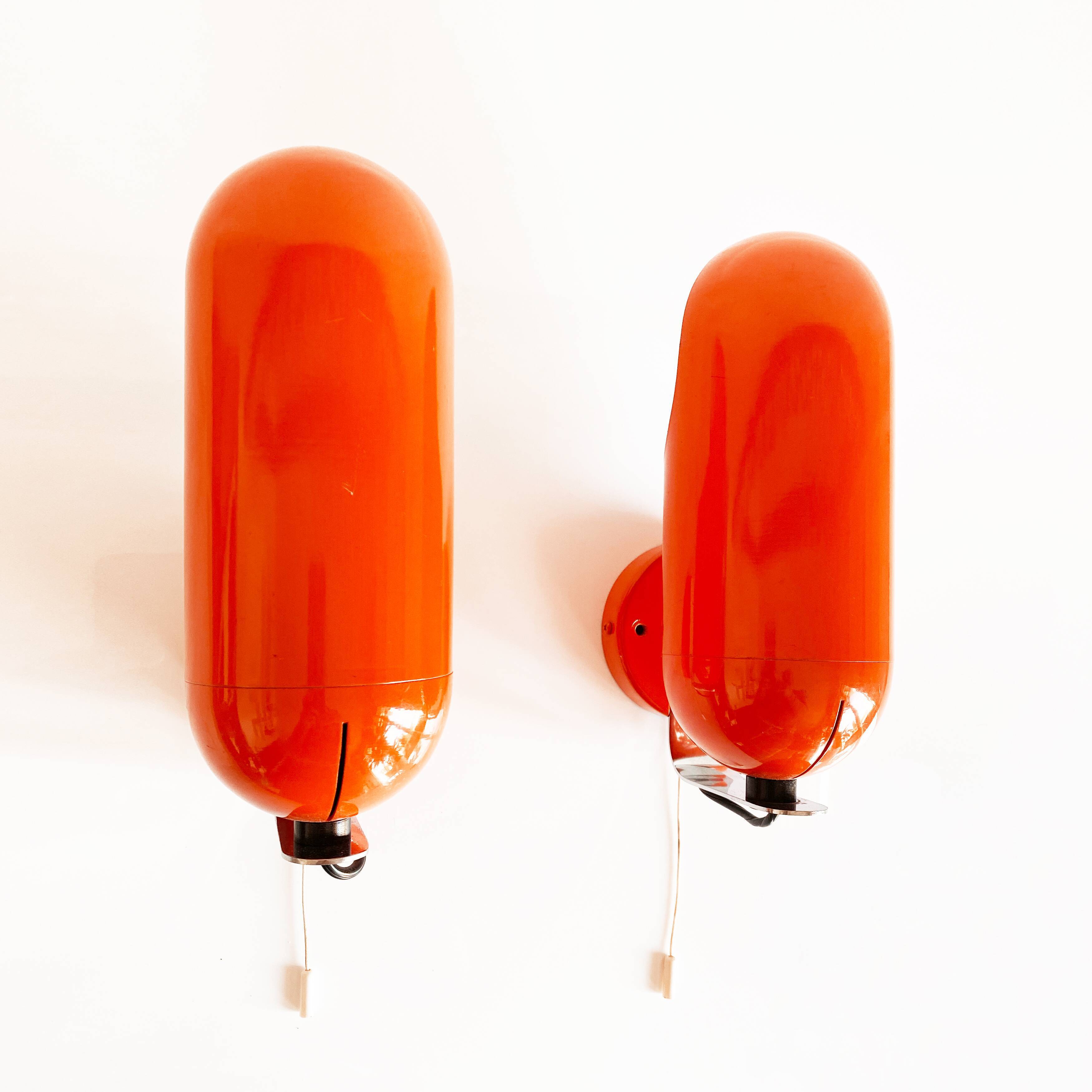 Pair of Space Age wall sconces by Raak, Netherlands, 1970s