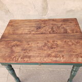 Old side table, desk, 1 drawer, blue patina aubusson