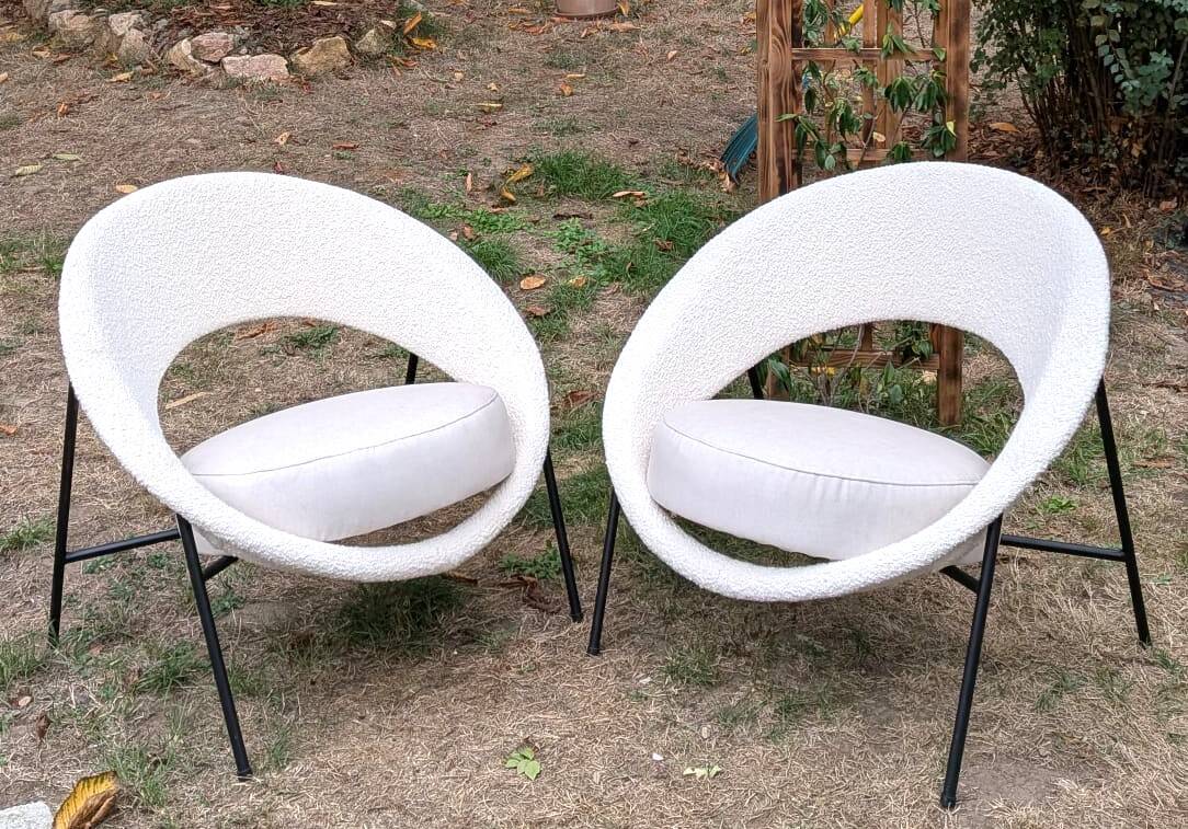 Pair of Saturn armchairs by Geneviève Dangles and Christian Defrance.