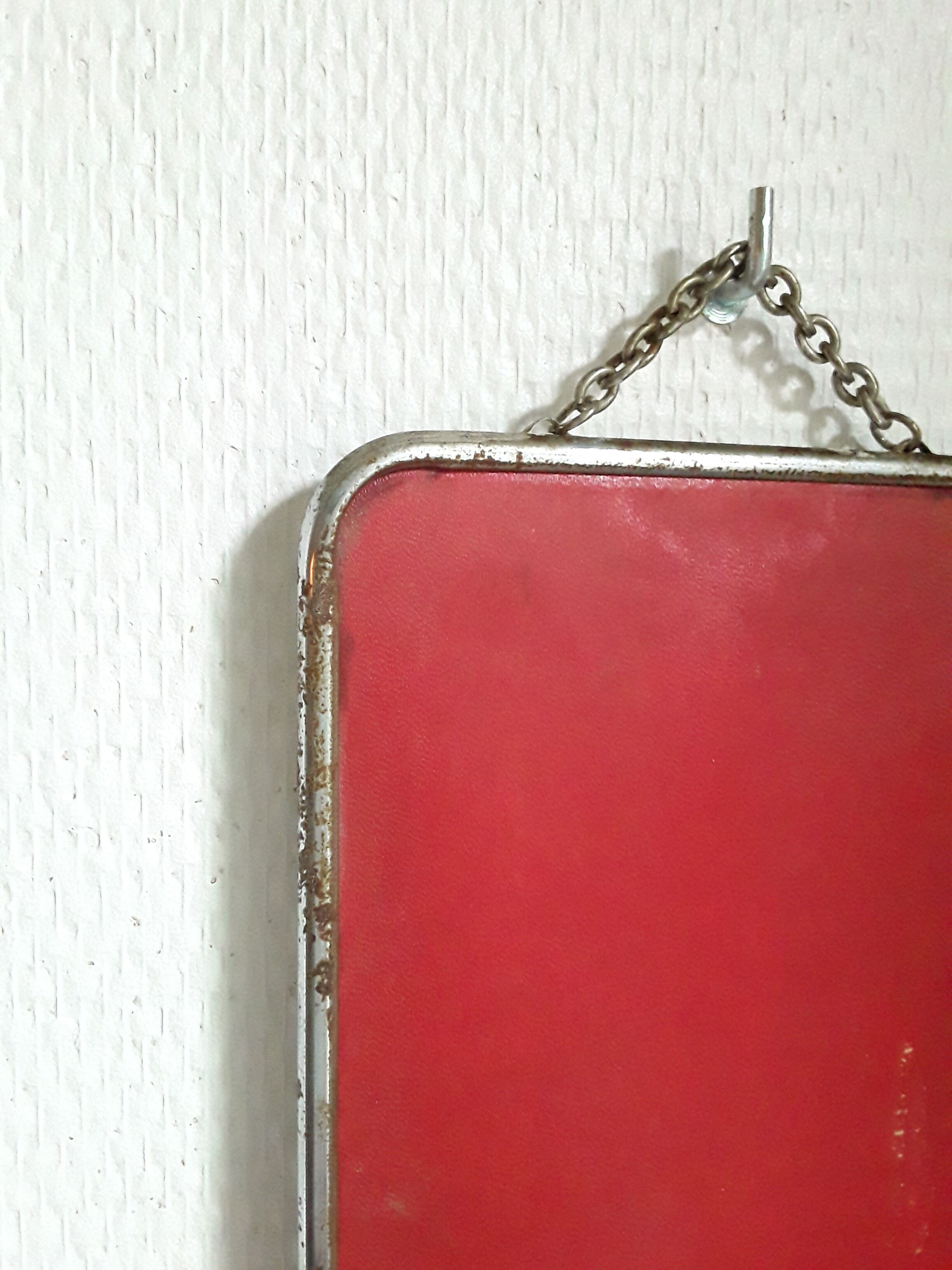 Vintage barber mirror with chain