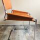 4 vintage 70s Italian chairs in cognac leather and stainless steel