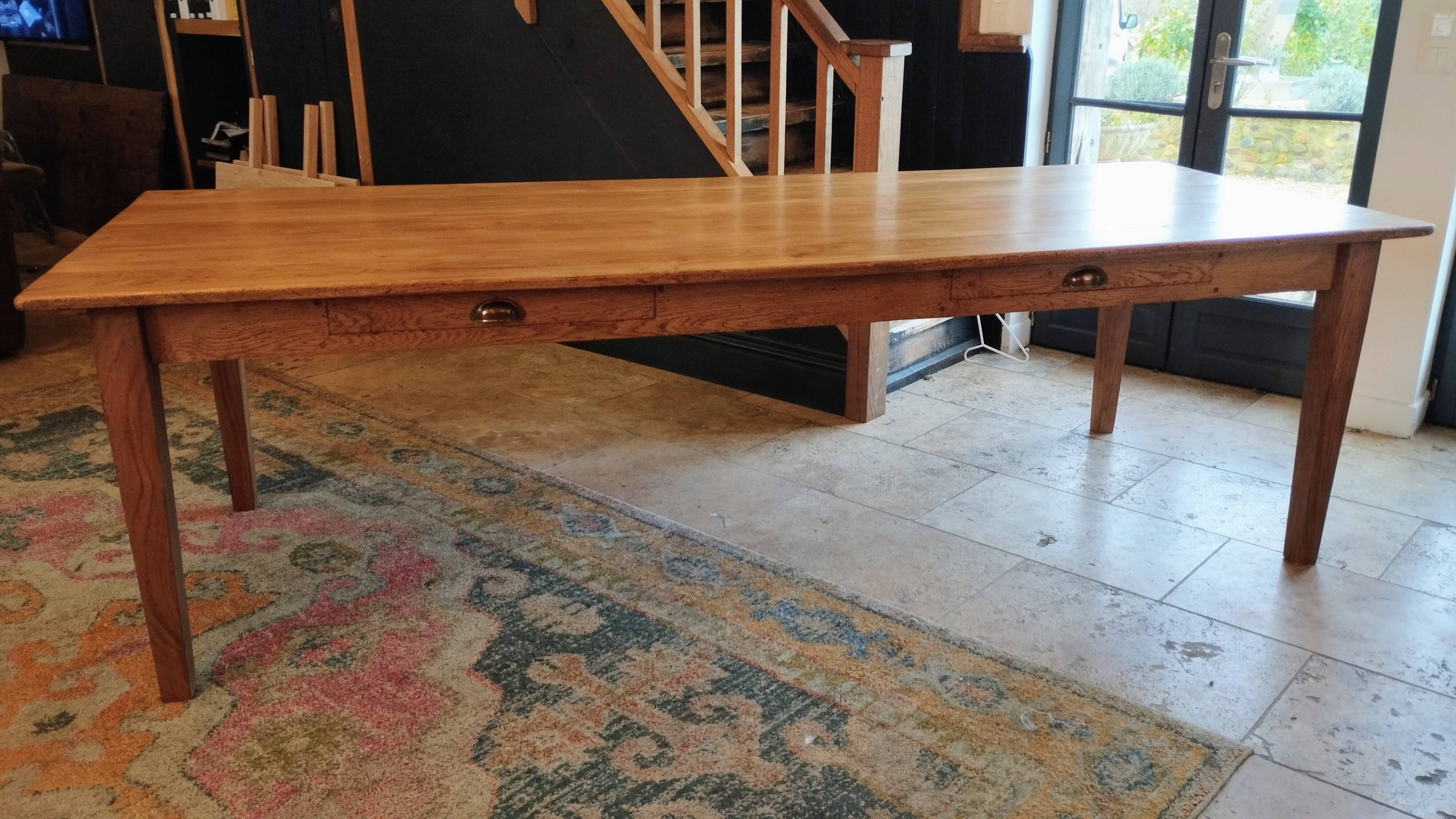 Solid oak farmhouse table 260x100