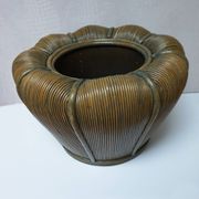 Large Mid-Century Modern Rattan Bamboo Cachepot Plant Holder, 1970s