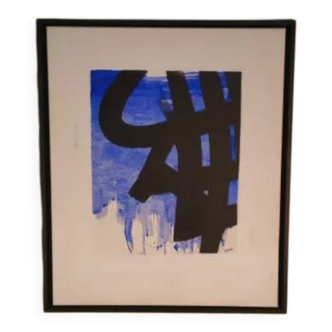 Abstract painting "Homage to Pierre Soulages" by Lucien Vignolle