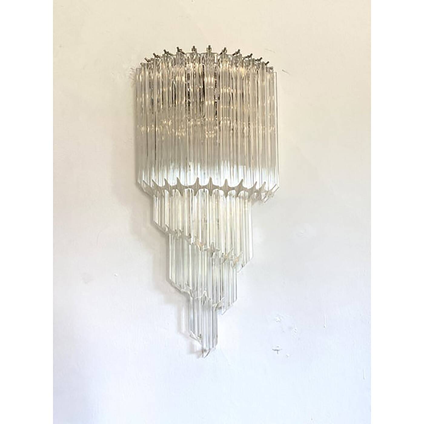 Set of Two Venetian "Quadriedro" Twist Murano Glass Wall Sconces