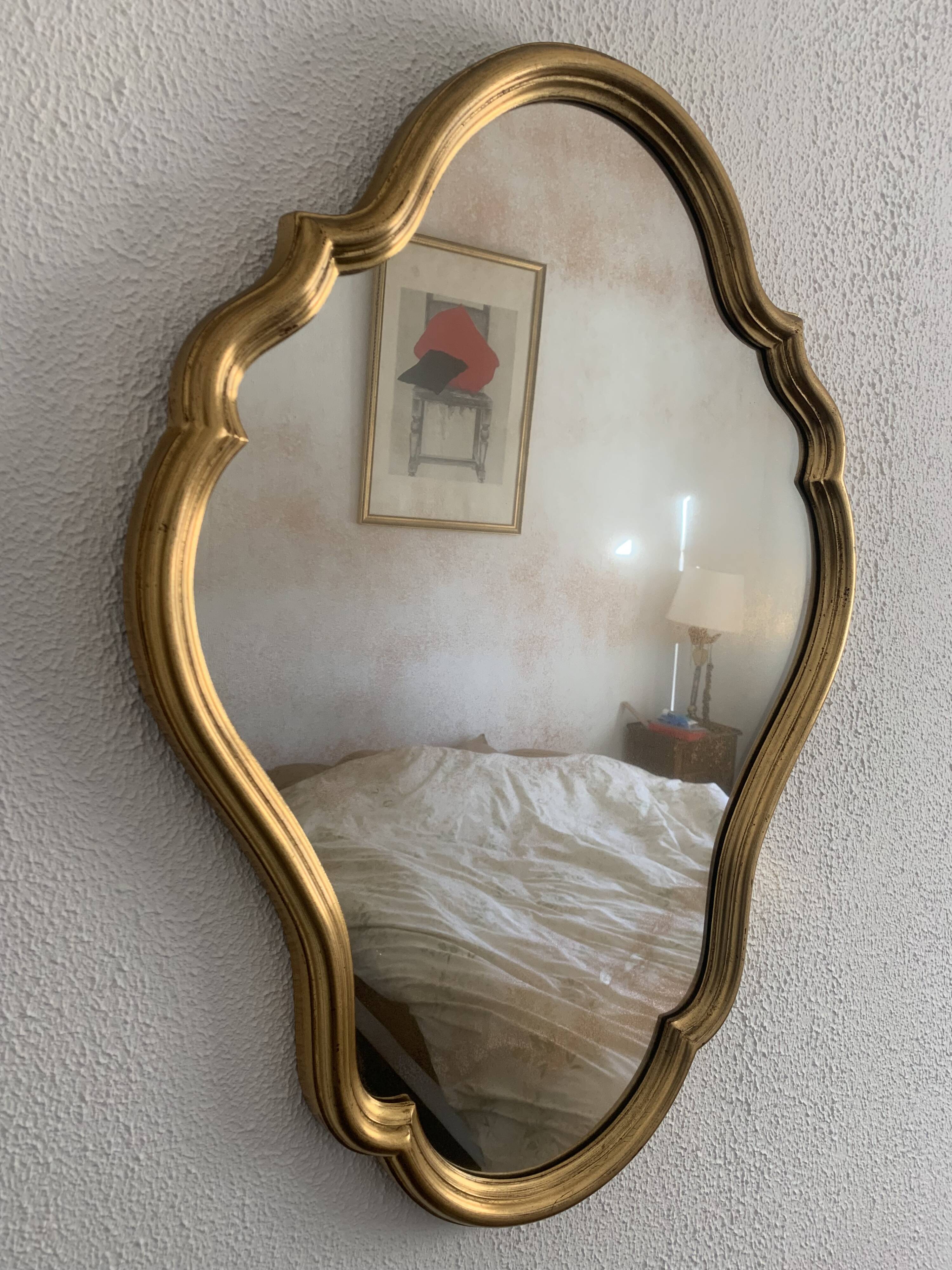 Vintage mirror 1960 Belgian rocaille style gilded wood - 76 x 55cm