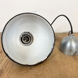Industrial black enamel pendant lamp, 1950s