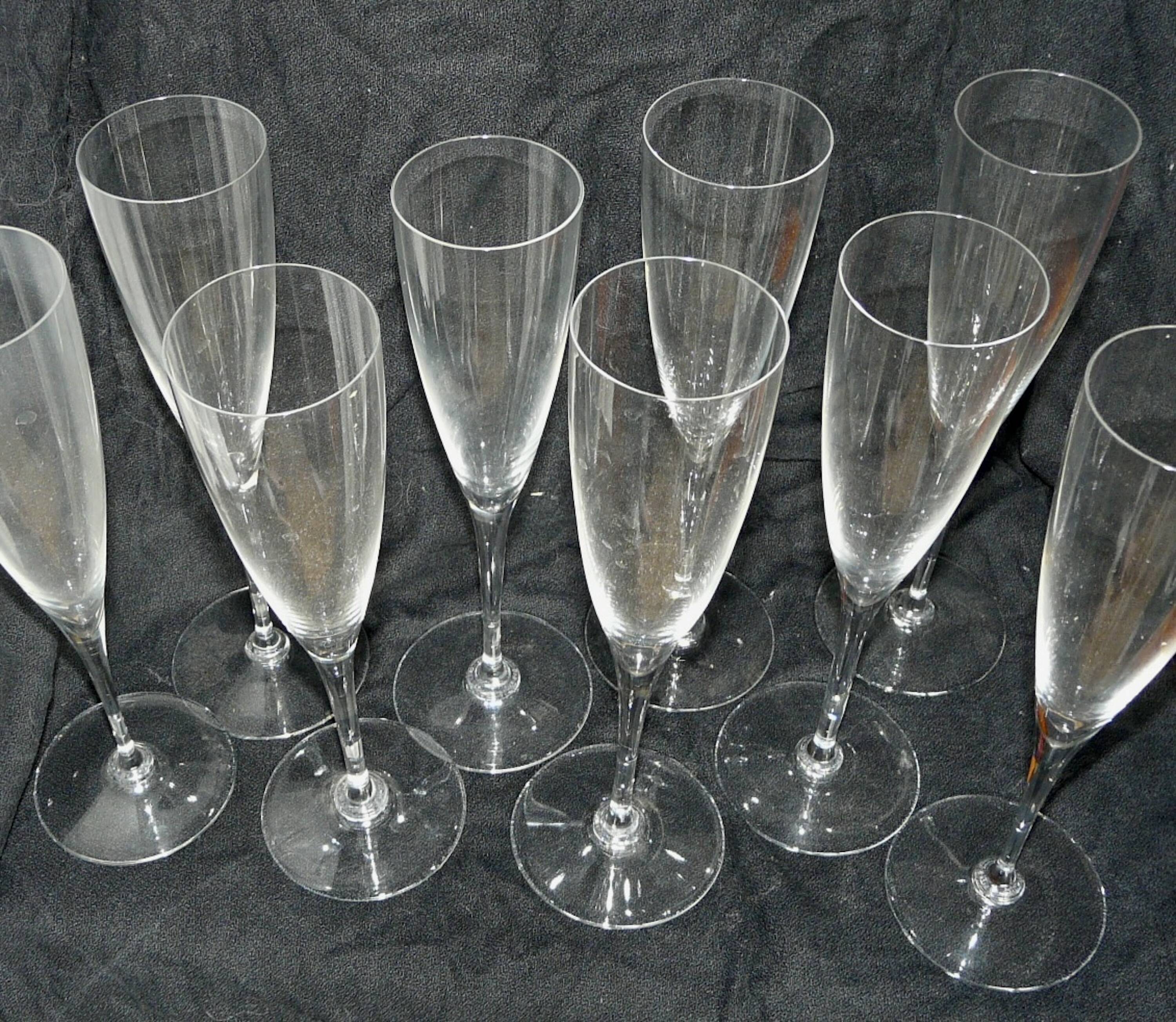 Set of 10 BACCARAT Dom Pérignon crystal Champagne flutes