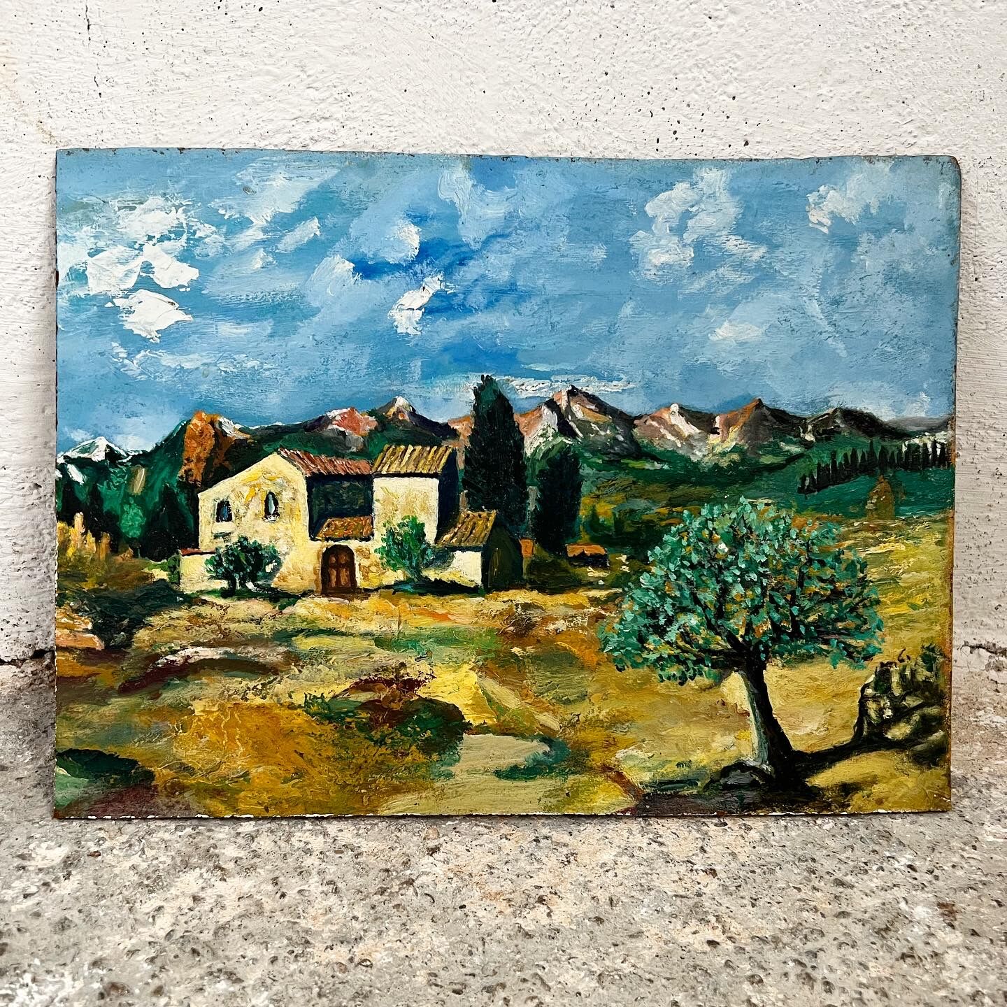 Provencal and pink landscape painting
