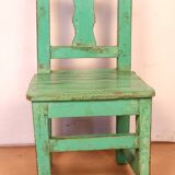 Antique Burmese teak school desk/chair set with original green patina