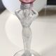 Set of 3 iridescent glasses/Caryatids/Venus base. Royal Bayel Crystal.
