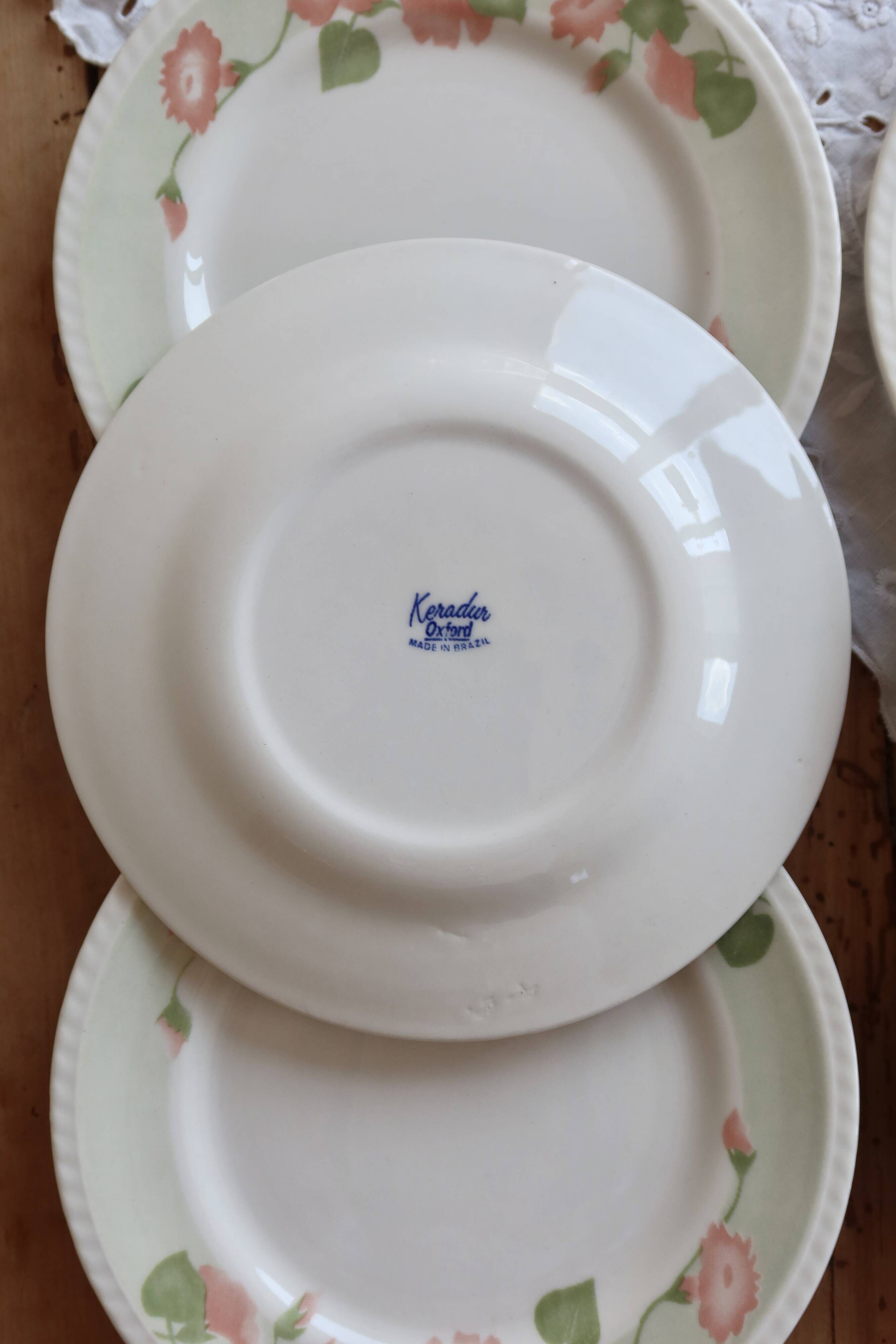 6 vintage dessert plates English earthenware Oxford floral pattern