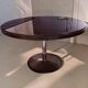 Round dining table, 1980s, black stained wood with glass top