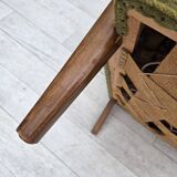 1960s, Danish 3-seater sofa, green furniture velour, ash wood legs.