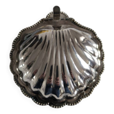 Shell-shaped butter dish in silver-plated metal from the 50s