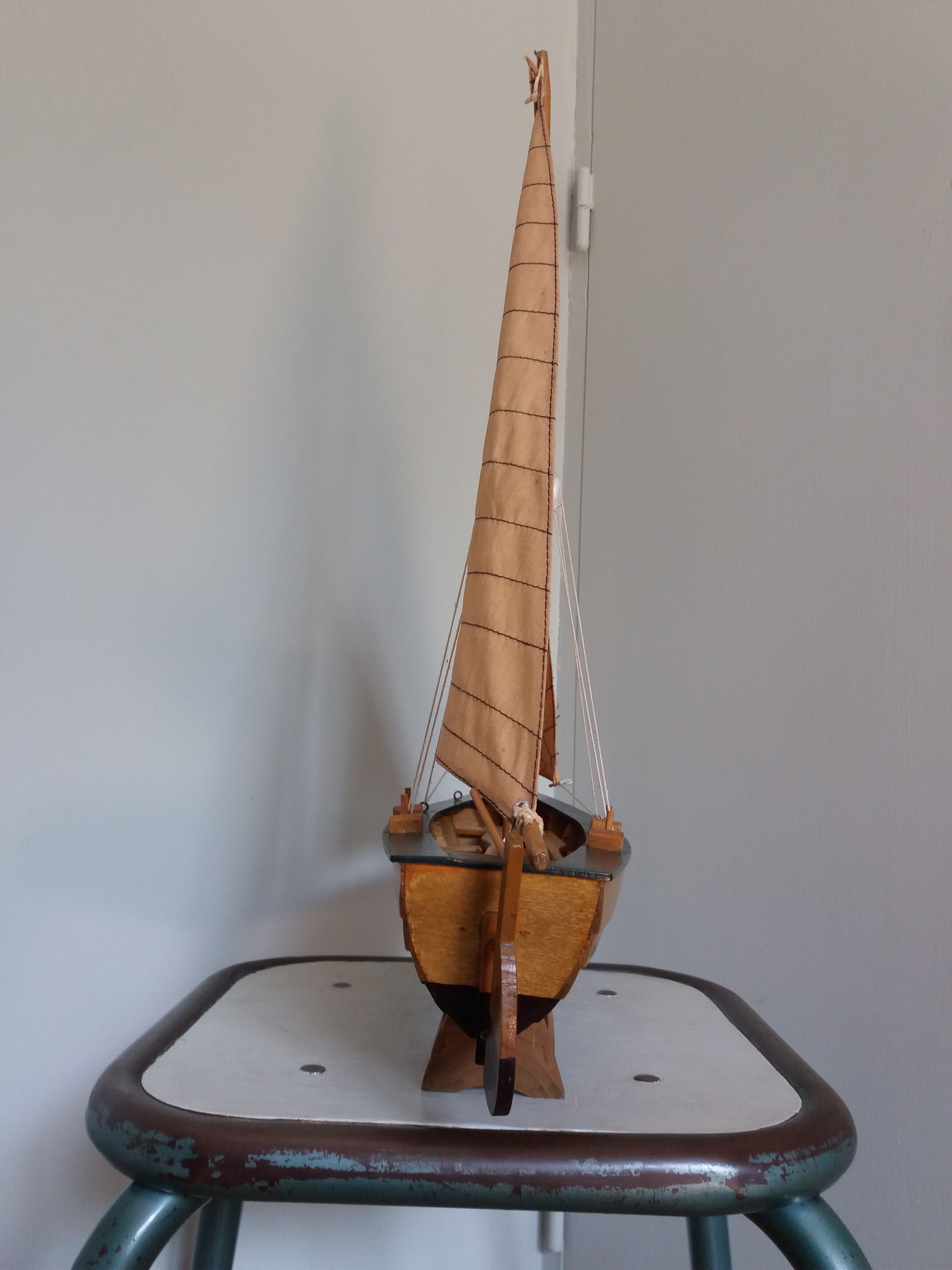 Wooden boat model sailboat