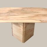 Table basse italienne ovale en marbre rose 1970-80