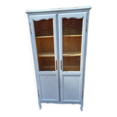 Armoire bibliothèque cérusée et grillagée
