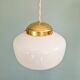 Art Deco pendant/portable lamp in conical white opaline glass, 1920s-30s