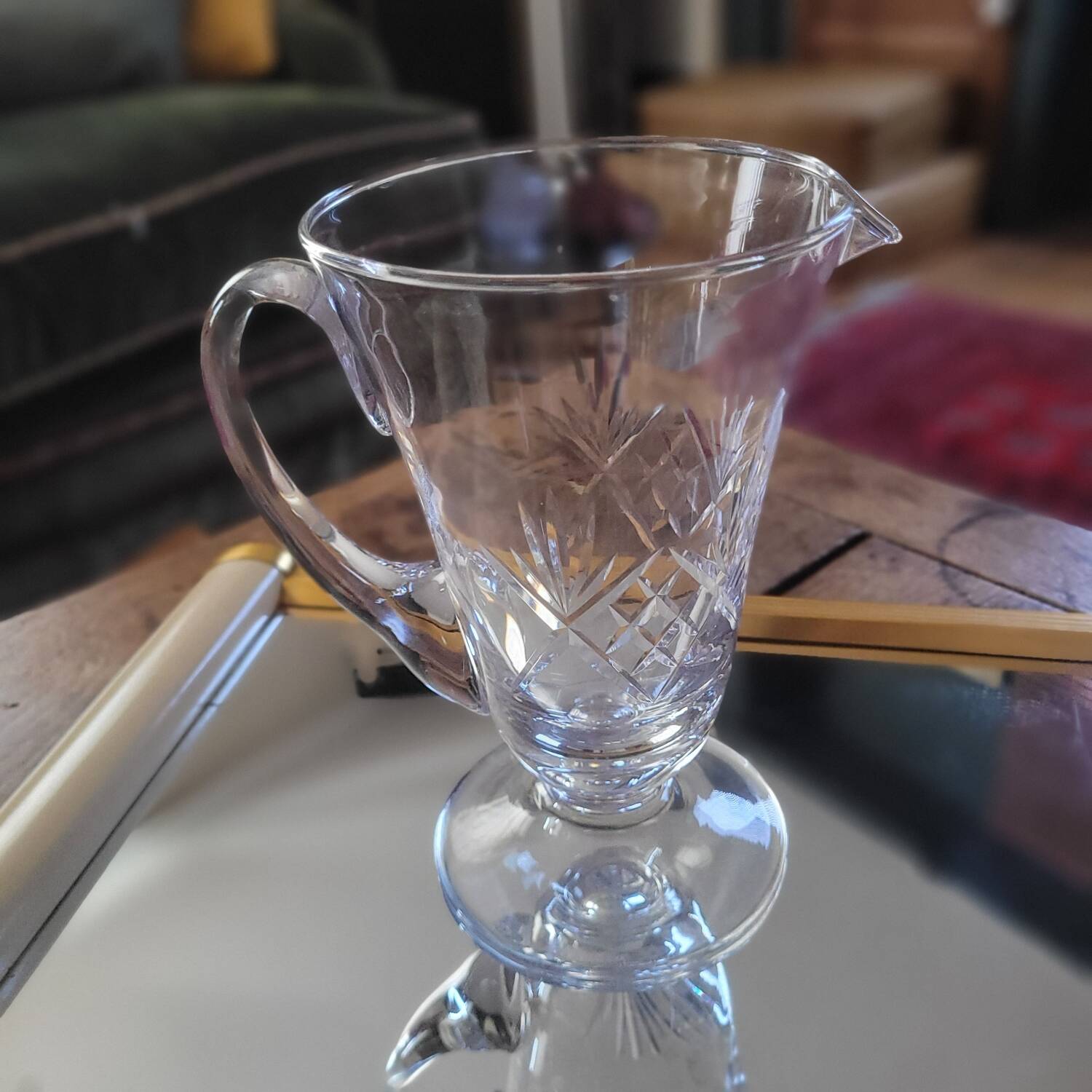 Art Deco cut glass pitcher, France 1940