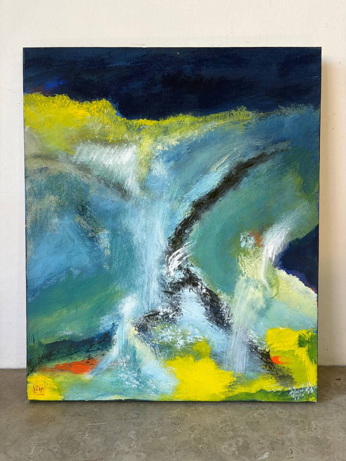 Abstract, oil on canvas signed in Trigance 2002