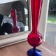 Red and blue blown glass soliflore vase - Murano style - 29 cm