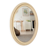 Miroir ovale vintage en bois patiné