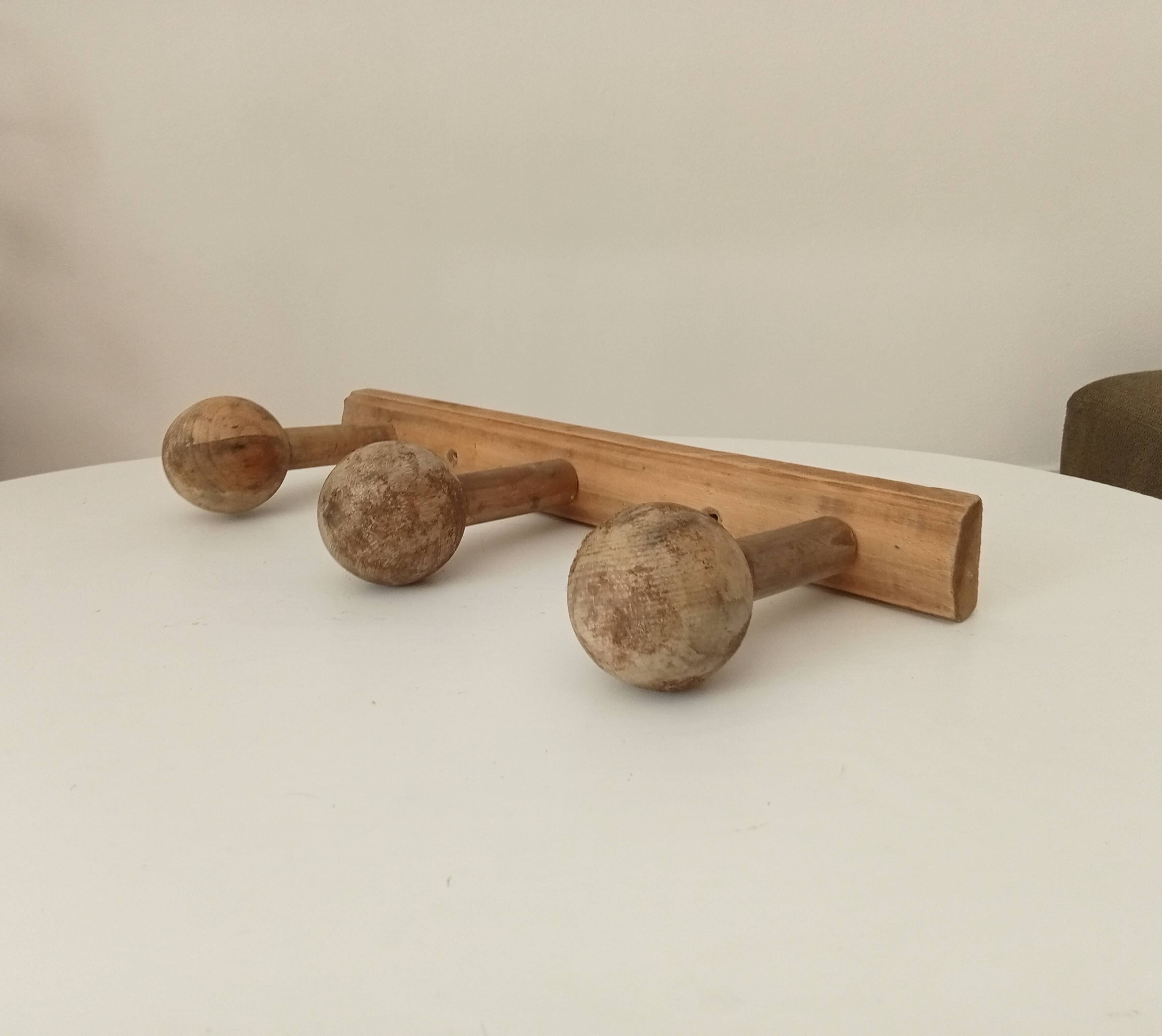 Old folk art wall coat rack