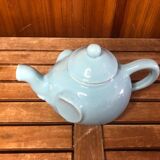 Ancienne théière forme éléphant céramique bleu ciel vintage #a472b