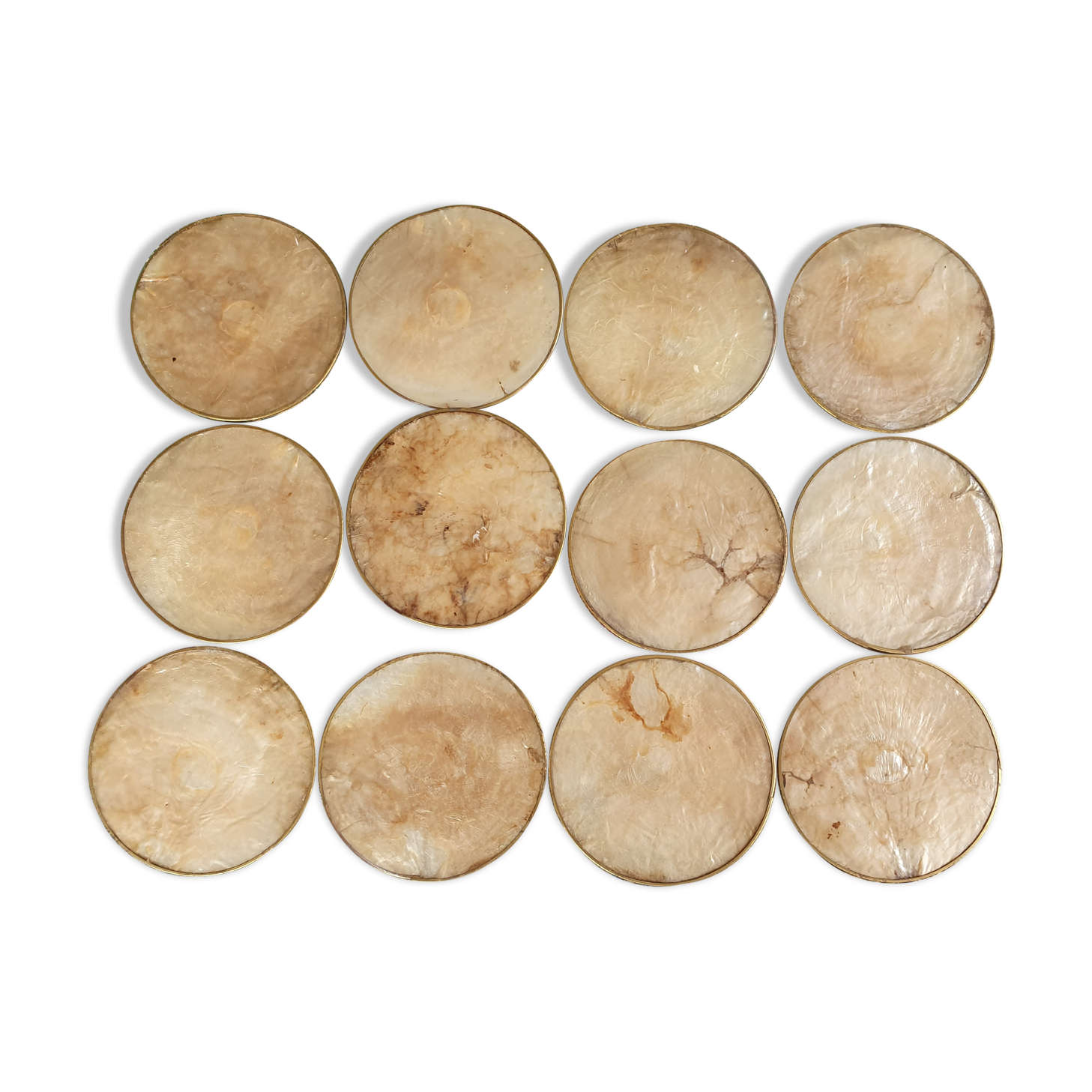 Mother-of-pearl bottle mats set