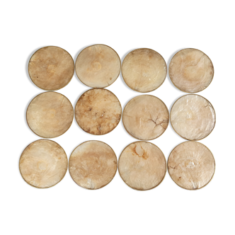 Mother-of-pearl bottle mats set