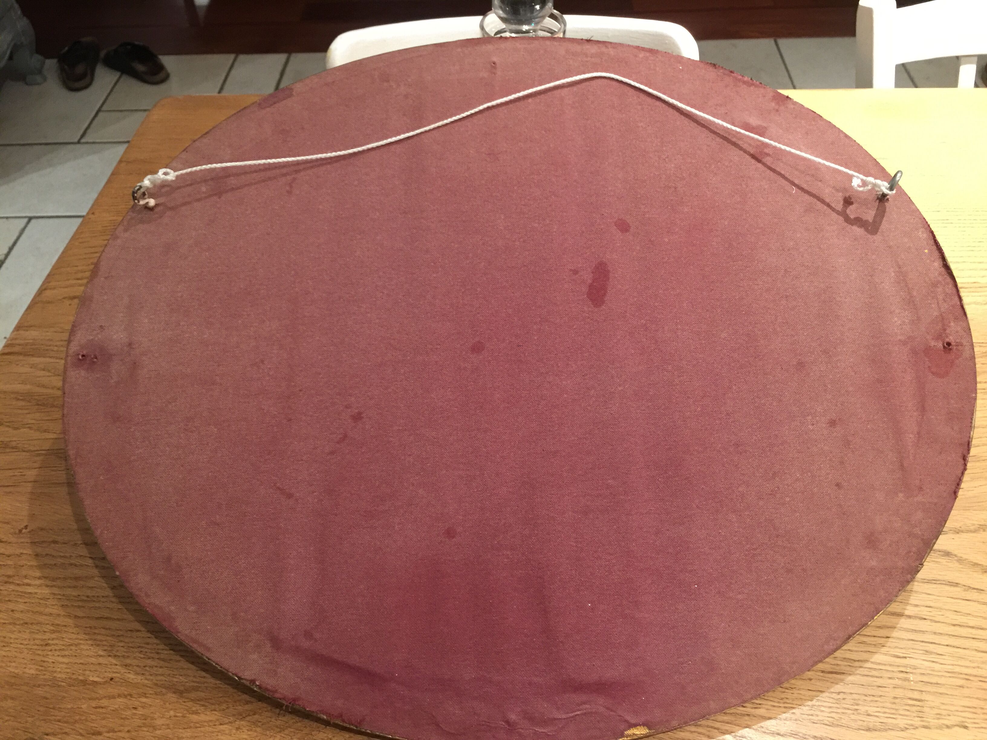 Golden wood oval mirror  67x47cm