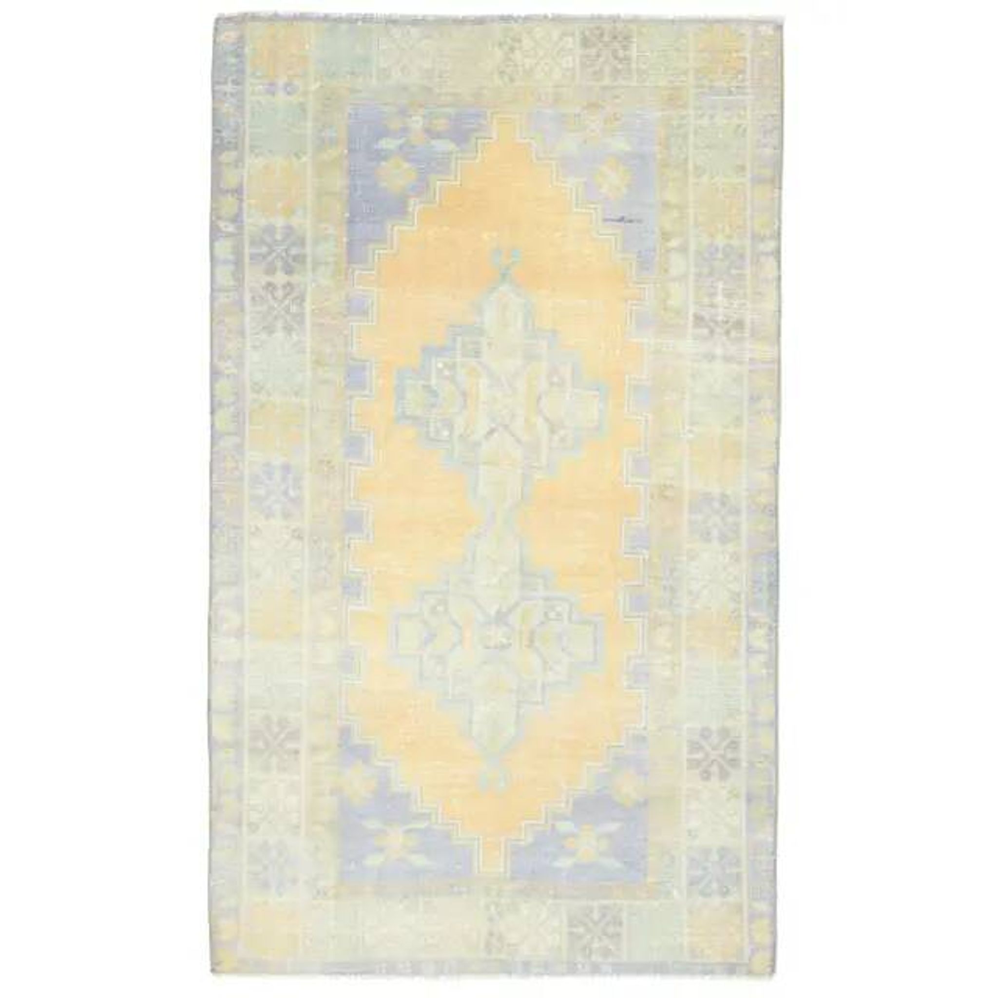 Vintage Turkish Oushak Handmade Wool Cotton Orange Area Rug 104x180