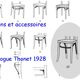 Série de 4 chaises Thonet Art déco bistrot blondes 1930