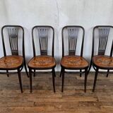 Lot 4 chairs bistrot wood curve stamp tuna and decor seat art nouveau