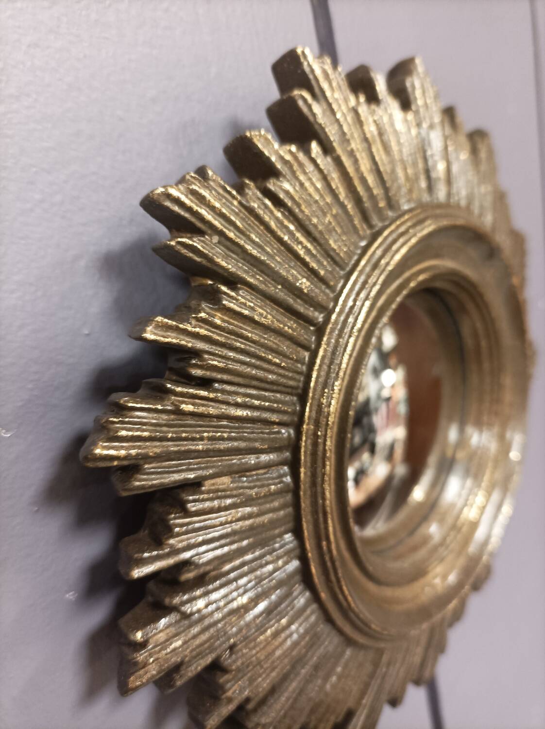 Antique golden sun convex mirror