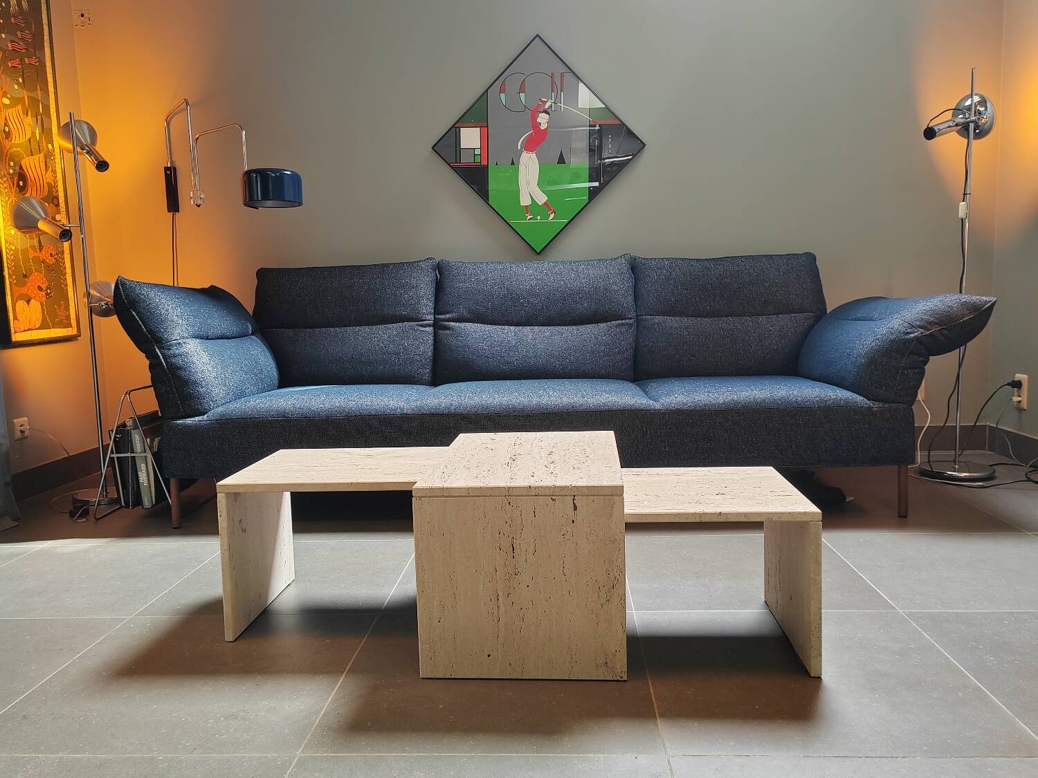 1980 Tables gigognes en travertin