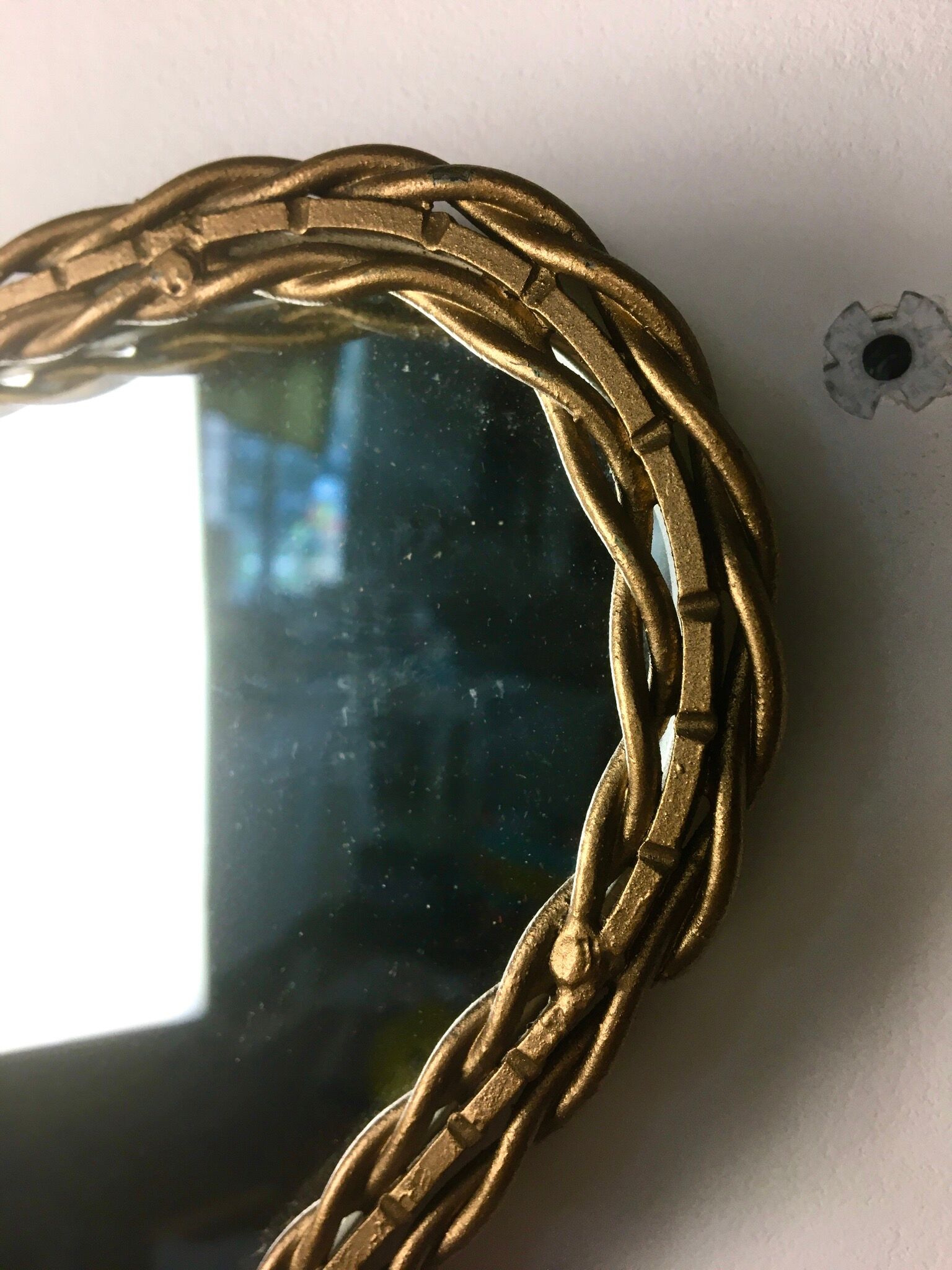 Asymmetrical brass mirror 1960-70 Polish design