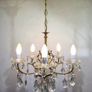 5-light chandelier in brass and tassels