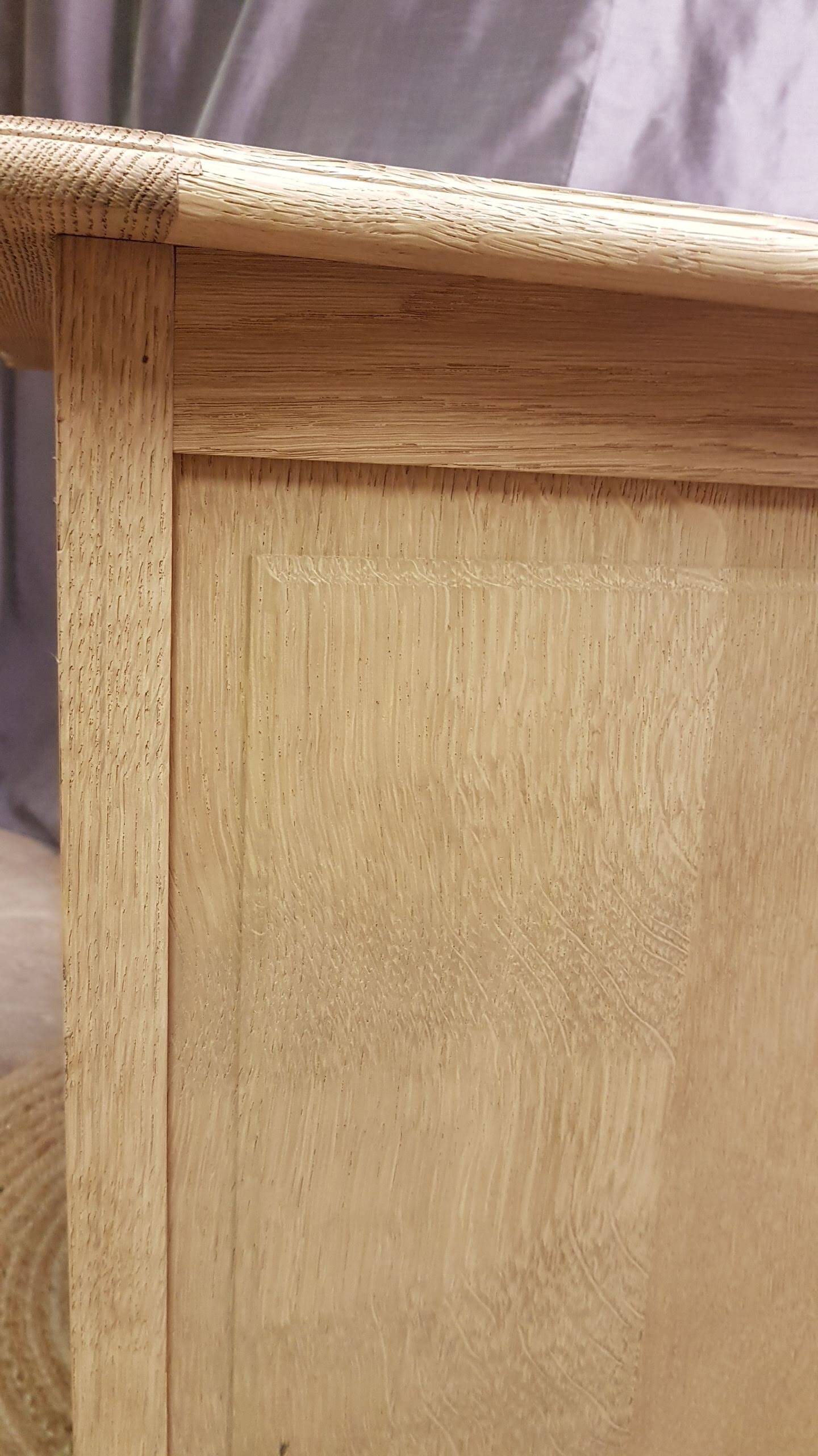 Old 2-door chest of drawers in air-coated oak, to be painted or varnished.