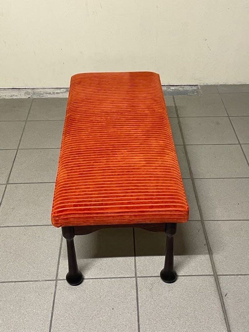 Panca in legno colorato e velluto a coste, anni '60