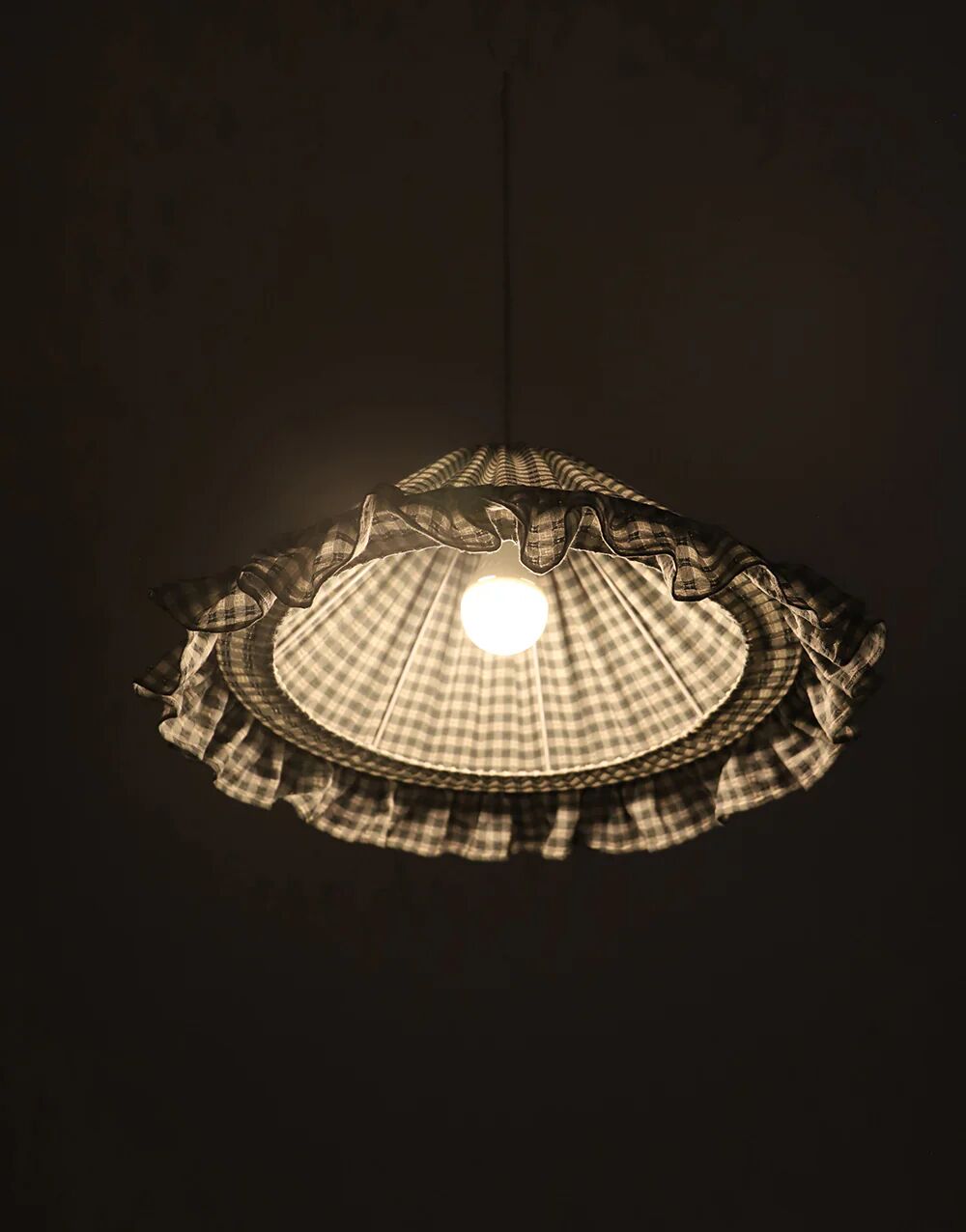 Emilia "small green squares" conical textile suspension with flounce