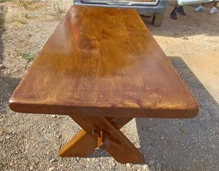 Large old solid oak monastery table