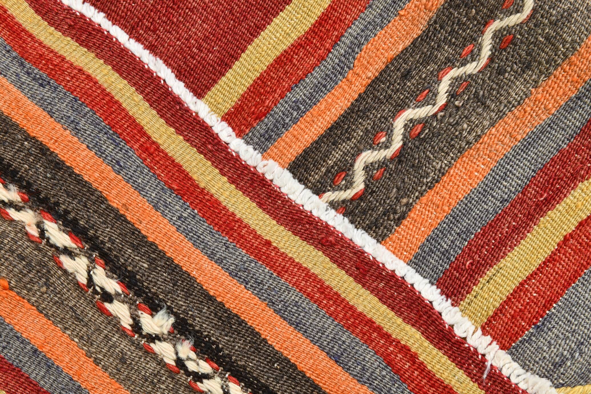 6x9 Red & Blue Striped Pattern Handmade Kilim Rug, 175x275Cm