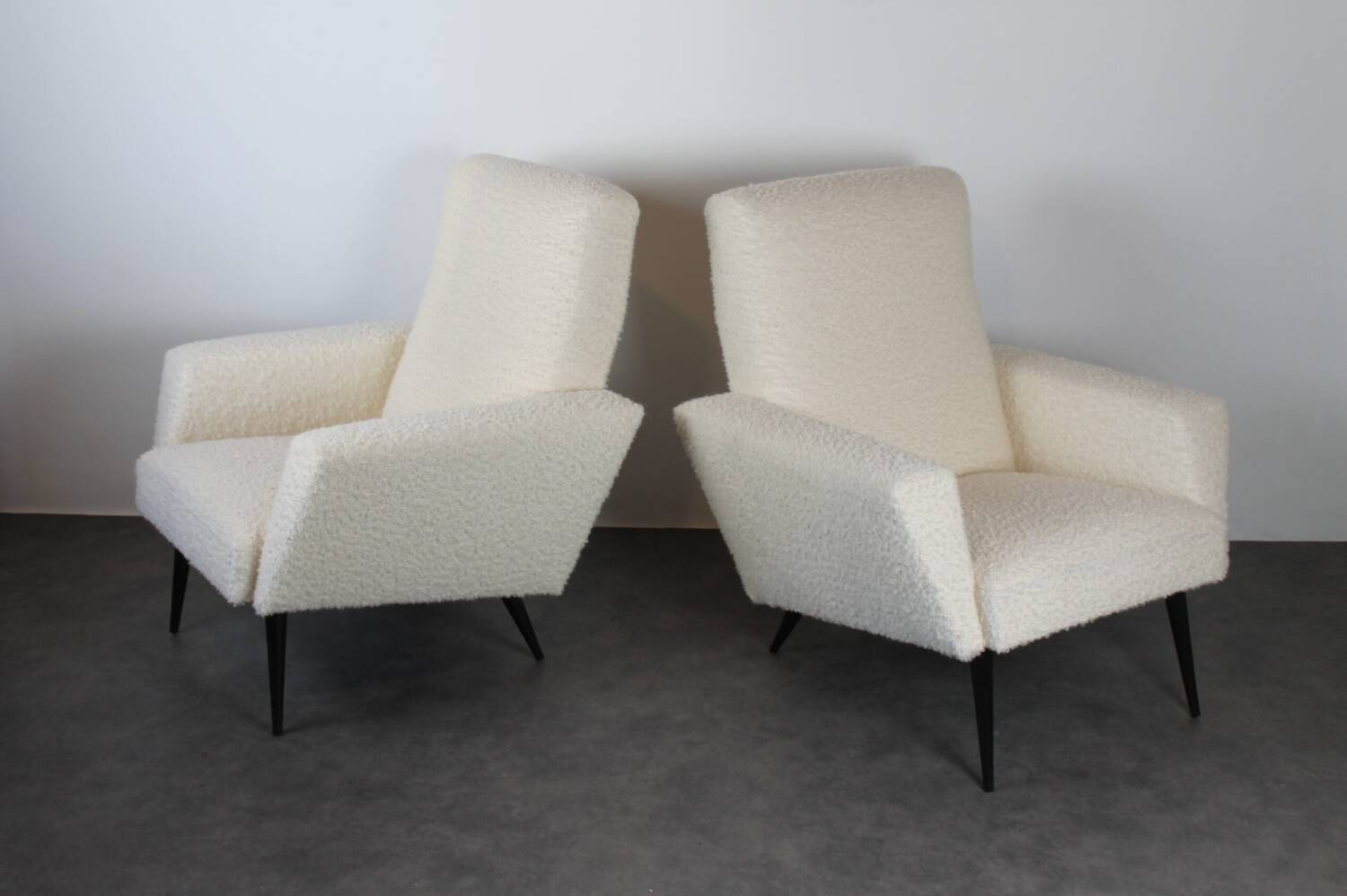 Paire de fauteuils 1960 bouclettes laine