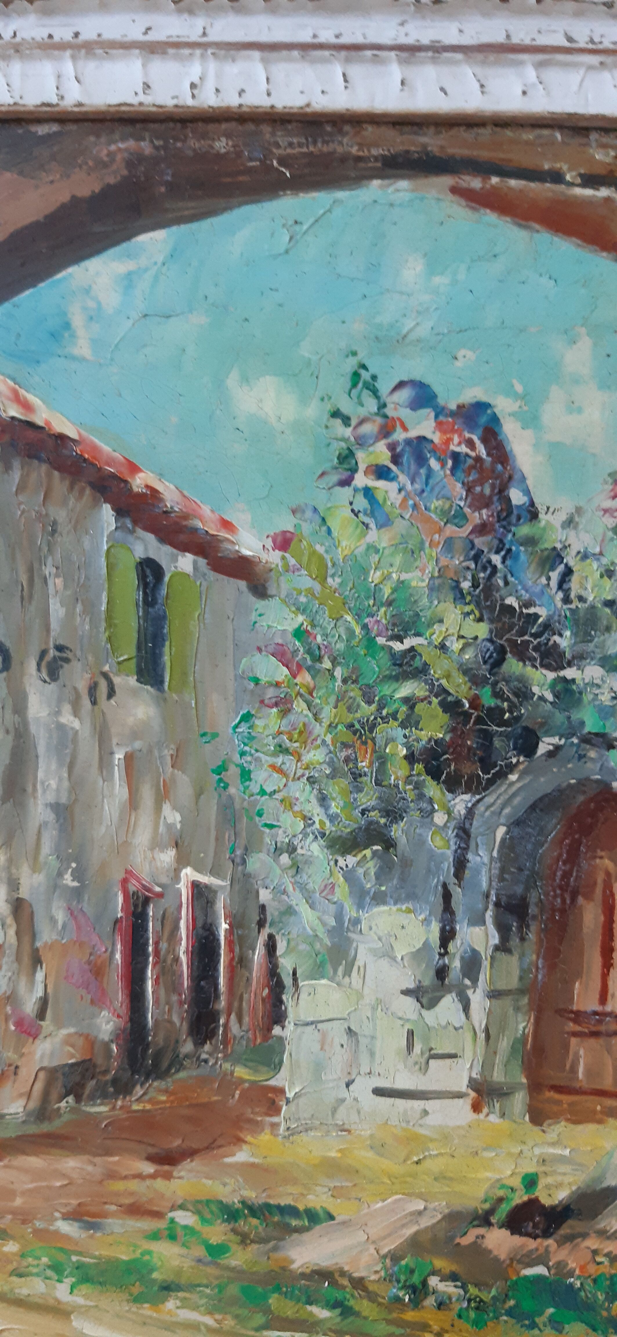 Oil on wood painting signed vintage